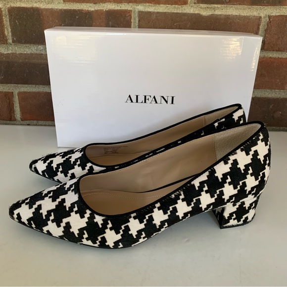 Alfani Womens Cashh Black-Ivory Plaid Slip On Block Heel Pumps Shoes US 8 M - Picture 5 of 9